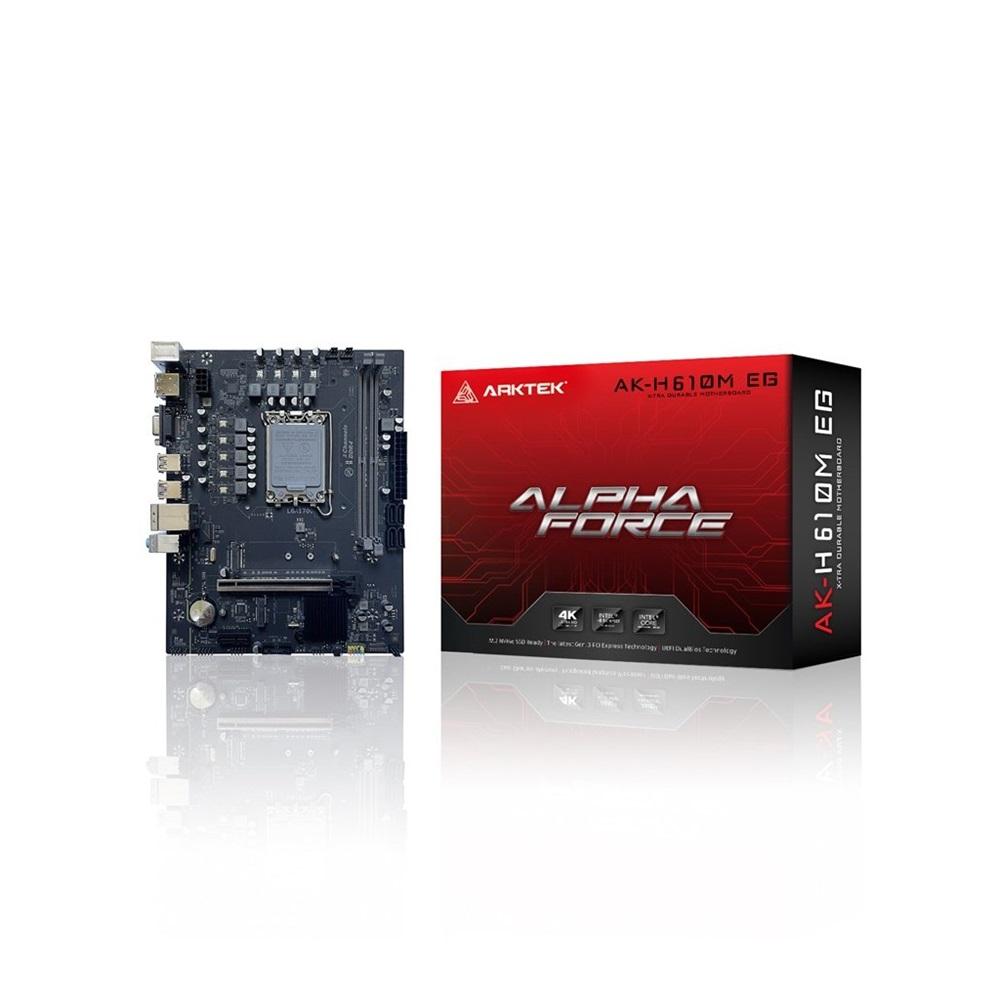 ARKTEK ALPHA FORCE, AK-H610M EG, 2xDDR4, M.2, D-SUB, HDMI, DP, 12-13.Nesil, LGA1700 Soket, Anakart