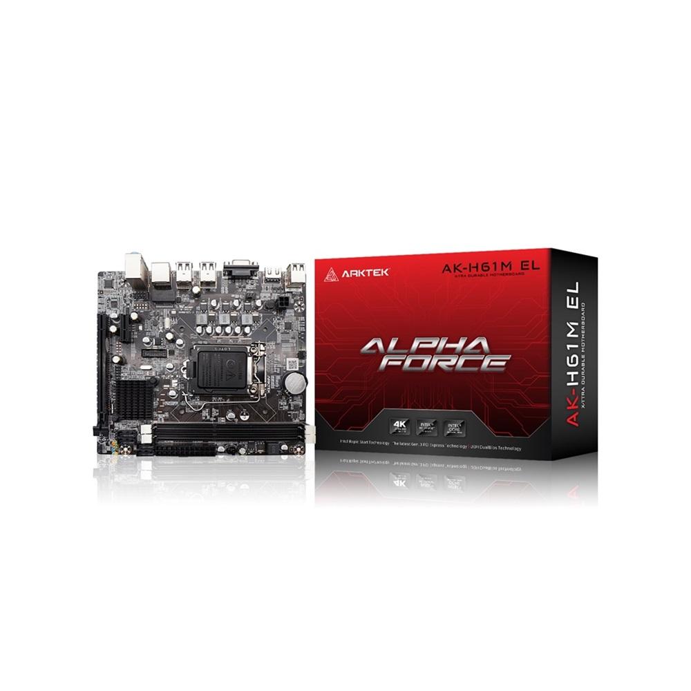 ARKTEK ALPHA FORCE, AK-H61M EL, 2xDDR3, M.2, D-SUB, HDMI, 2-3.Nesil, LGA1155 Soket, Anakart