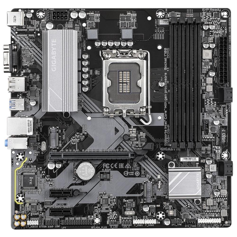 GIGABYTE B760M D3HP DDR5, 4xDDR5, 2xM.2, DP, HDMI, VGA, 12-13.14.Nesil, LGA1700 Soket, Anakart
