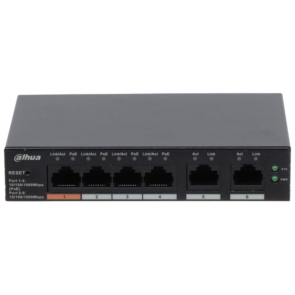 DAHUA CS4006-4GT-60, 4 Port, Gigabit, 4 Port PoE, 60W, + 2 Port Uplink, Cloud Yönetilebilir, Switch