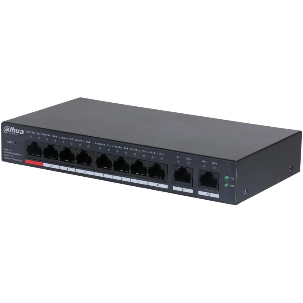 DAHUA CS4010-8ET-110, 8 Port, Megabit, 8 Port PoE, 110W, +2 Port Uplink, Cloud Yönetilebilir, Switch