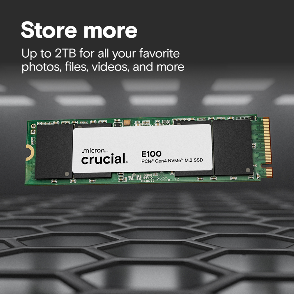 CRUCIAL CT2000E100SSD8, E100, 2TB, 5000/4500, Gen4, NVME PCIe M.2 2280, SSD