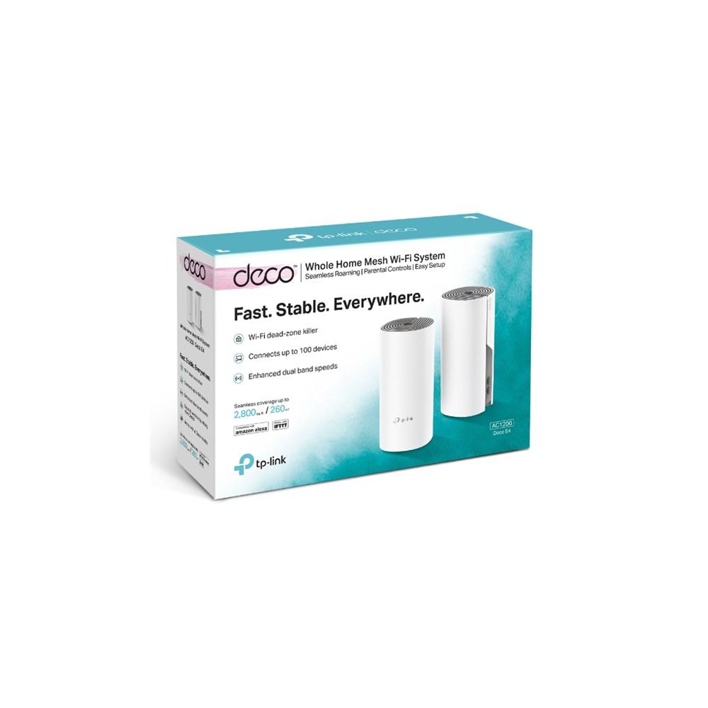 TP-LINK DECO-E4, AC1200, Üçlü Mesh, 1200Mbps, Dual Band, 2Port Megabit Lan, 370m2 kapsama Alanı, Router, Geniş Alan İnternet Ağı Sağlayıcısı