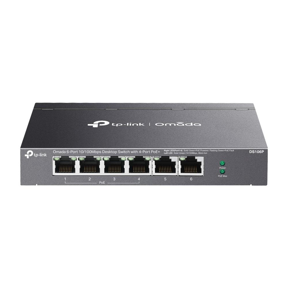 OMADA DS106P, 6 Port Gigabit, 4 Port Gigabit PoE+, 67W, Yönetilemez, Masaüstü Metal Kasa Sessiz Switch