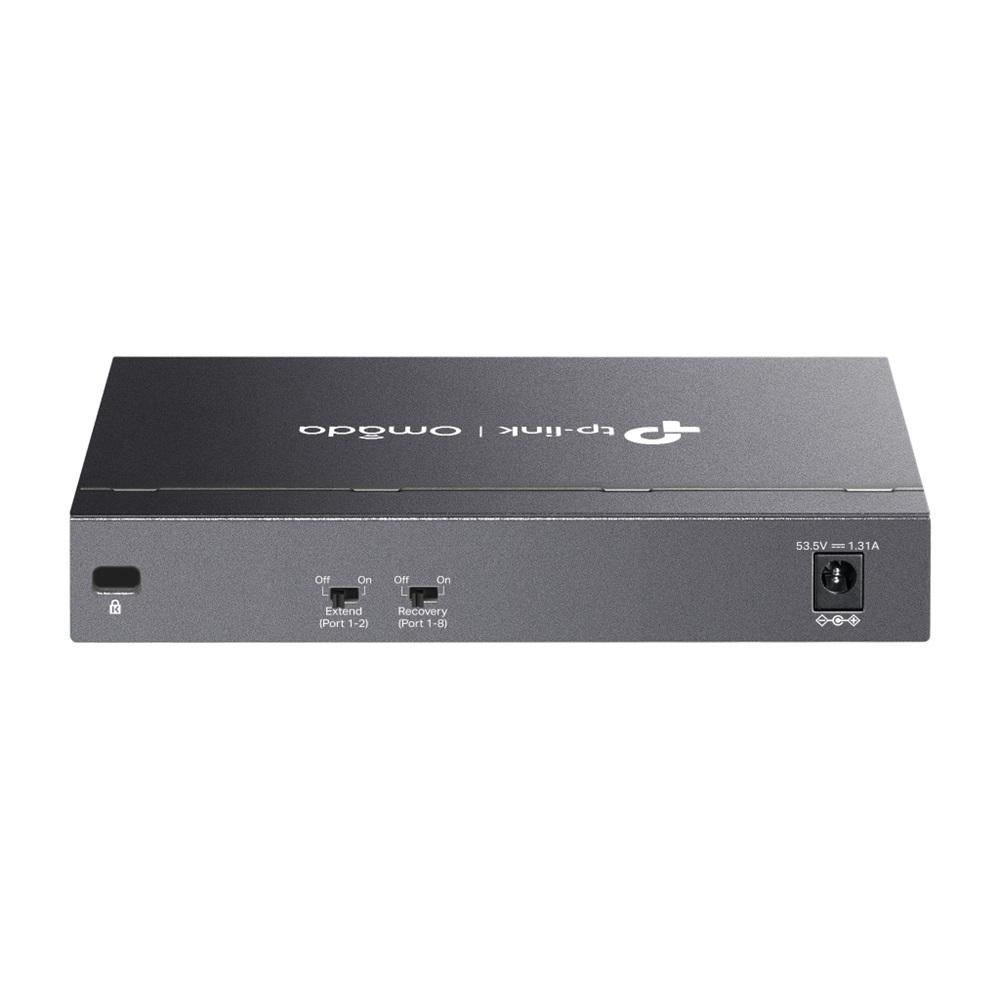 OMADA DS108GP, 8 Port Gigabit, 8 Port Gigabit PoE+, 65W, Yönetilemez, Masaüstü/Vesa Metal Kasa Sessiz Switch