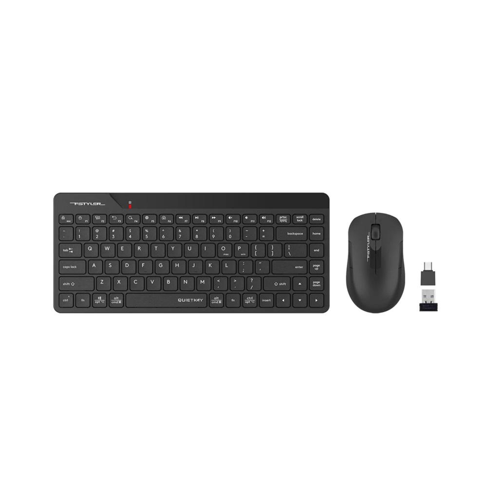 A4 TECH FG2200 AIR2 Siyah, FSTYLER, 2.4Ghz Kablosuz, Türkçe Q, SESSİZ Klavye Mouse Set