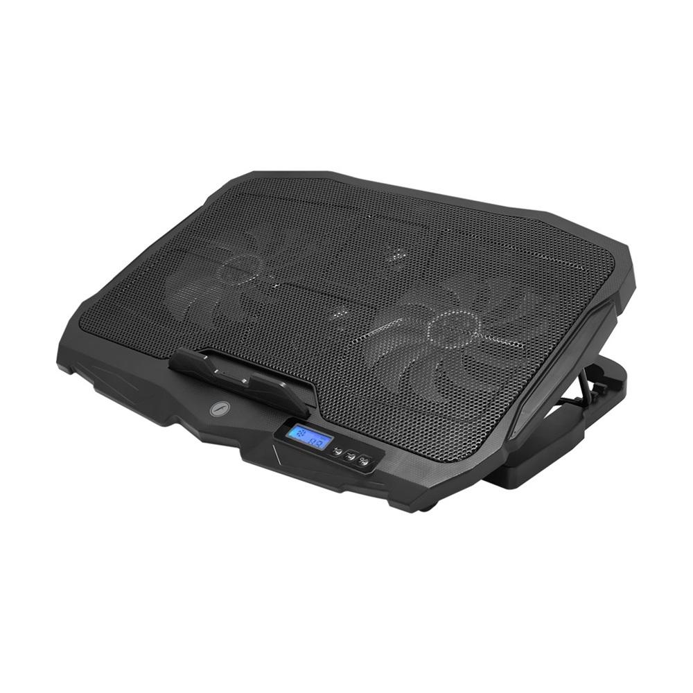 FRISBY FNC-5230ST (2x12,5cm 2x7cm) 4 Fan, 10"-17" Notebook Soğutucu, 5 Kademeli Stand, 3 Farklı Program, Ayarlanabilir Hız, Mavi Ledli (Siyah)