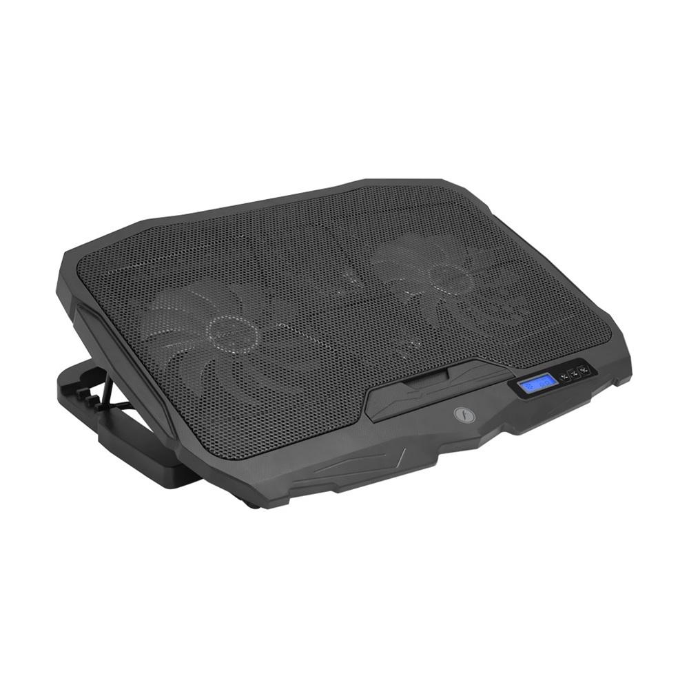 FRISBY FNC-5230ST (2x12,5cm 2x7cm) 4 Fan, 10"-17" Notebook Soğutucu, 5 Kademeli Stand, 3 Farklı Program, Ayarlanabilir Hız, Mavi Ledli (Siyah)