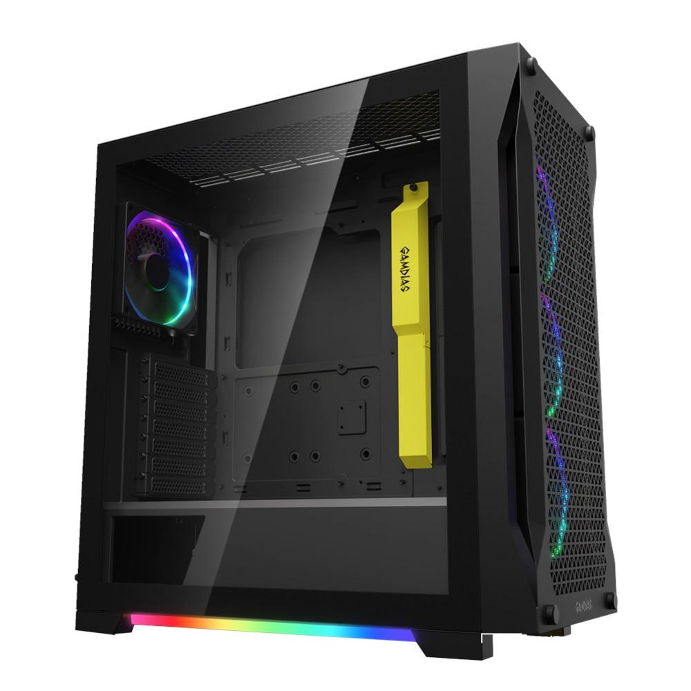 GAMDIAS ATHENA P1, 750W, Tempered Glass, Type-C Çıkışlı, Mesh, Black Edition, ARGB, 80+ Bronze, ATX, GAMING KASA