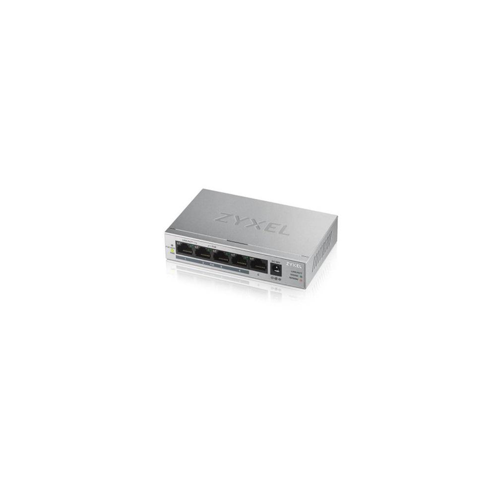 ZyXEL GS1005HP, 5 Port, GigaBit, 5 Port PoE 60W, Yönetilemez, Masaüstü Switch