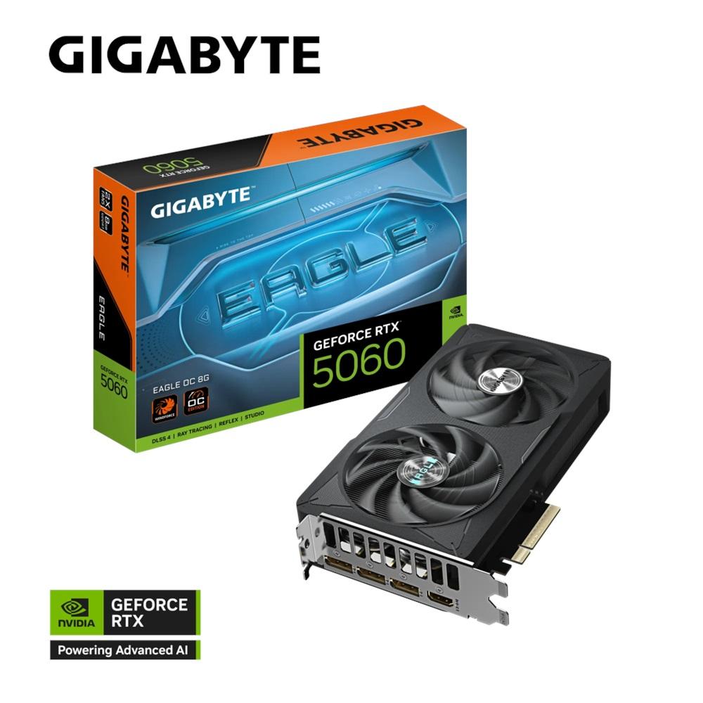 GIGABYTE GV-N5060EAGLE OC-8GD, RTX5060, EAGLE OC, 8Gb, GDDR7, 128BIT, 2 Fanlı, 1xHDMI, 3xDP, GAMING Ekran KARTI