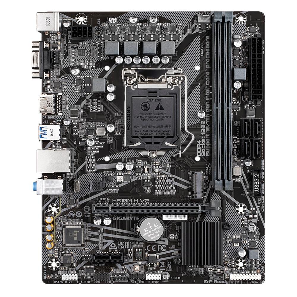 GIGABYTE H510M H V2 rev.1.0, 2xDDR4, M.2, D-SUB, HDMI, 10-11.Nesil, LGA1200 Soket, Anakart