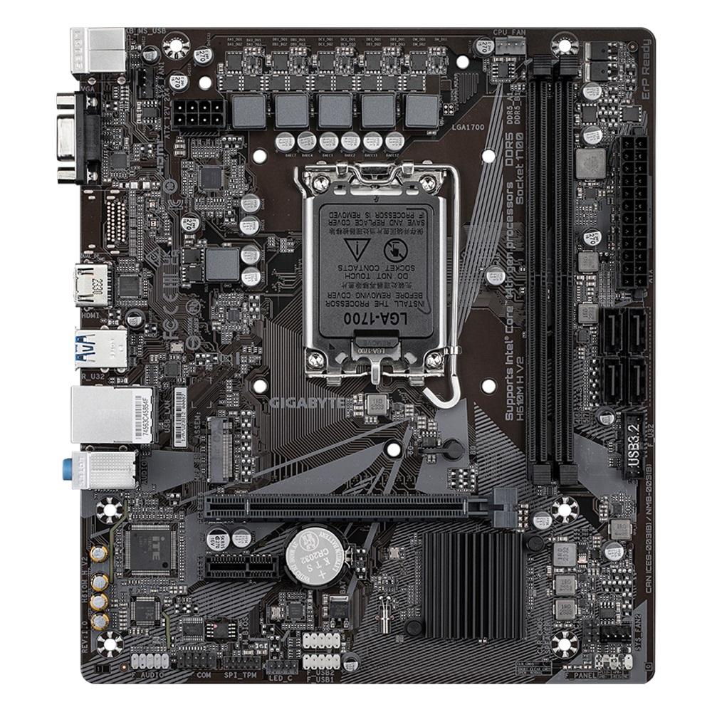 GIGABYTE H610M H V2 rev.1.0, 5600MHz, 2xDDR5, M.2, D-SUB, HDMI, 12-13.Nesil, LGA1700 Soket, Anakart