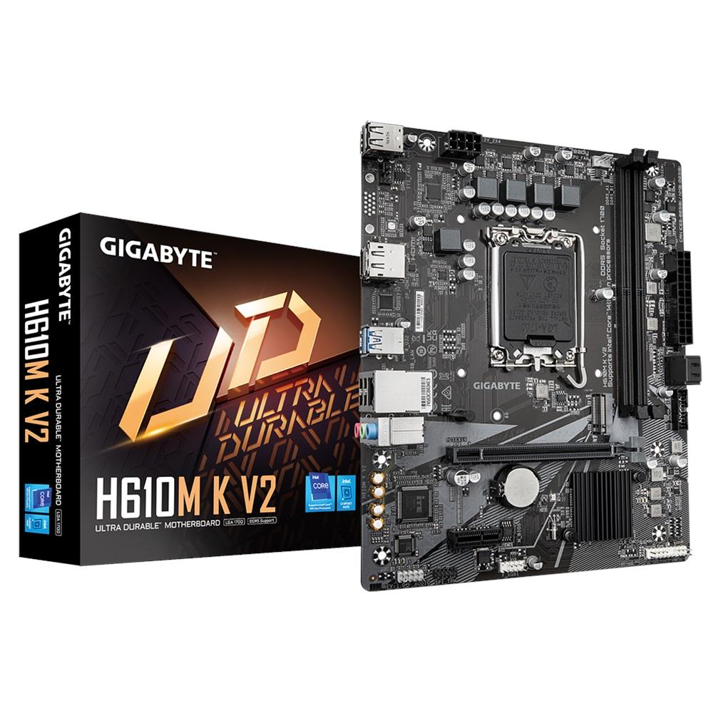 GIGABYTE H610M K V2, rev.1.0, 2xDDR5, M.2, DP, HDMI, 12-13.Nesil, LGA1700 Soket, Anakart