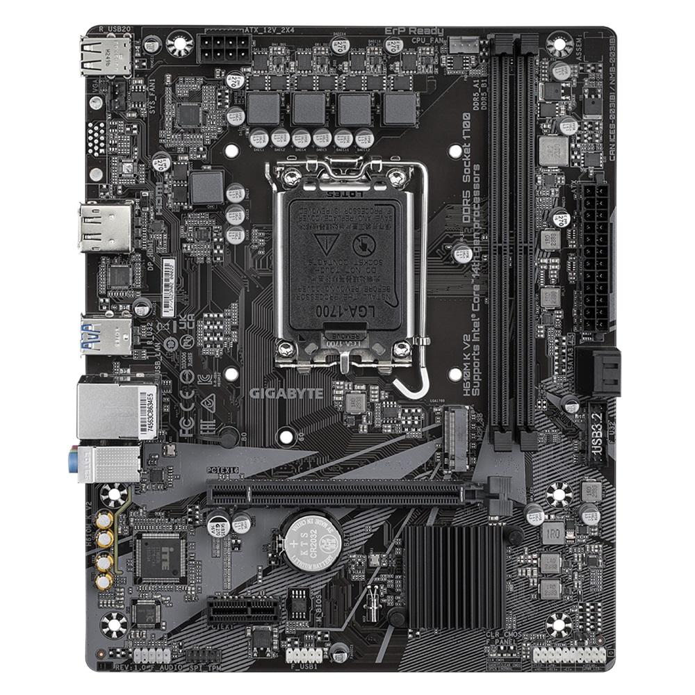 GIGABYTE H610M K V2, rev.1.0, 2xDDR5, M.2, DP, HDMI, 12-13.Nesil, LGA1700 Soket, Anakart