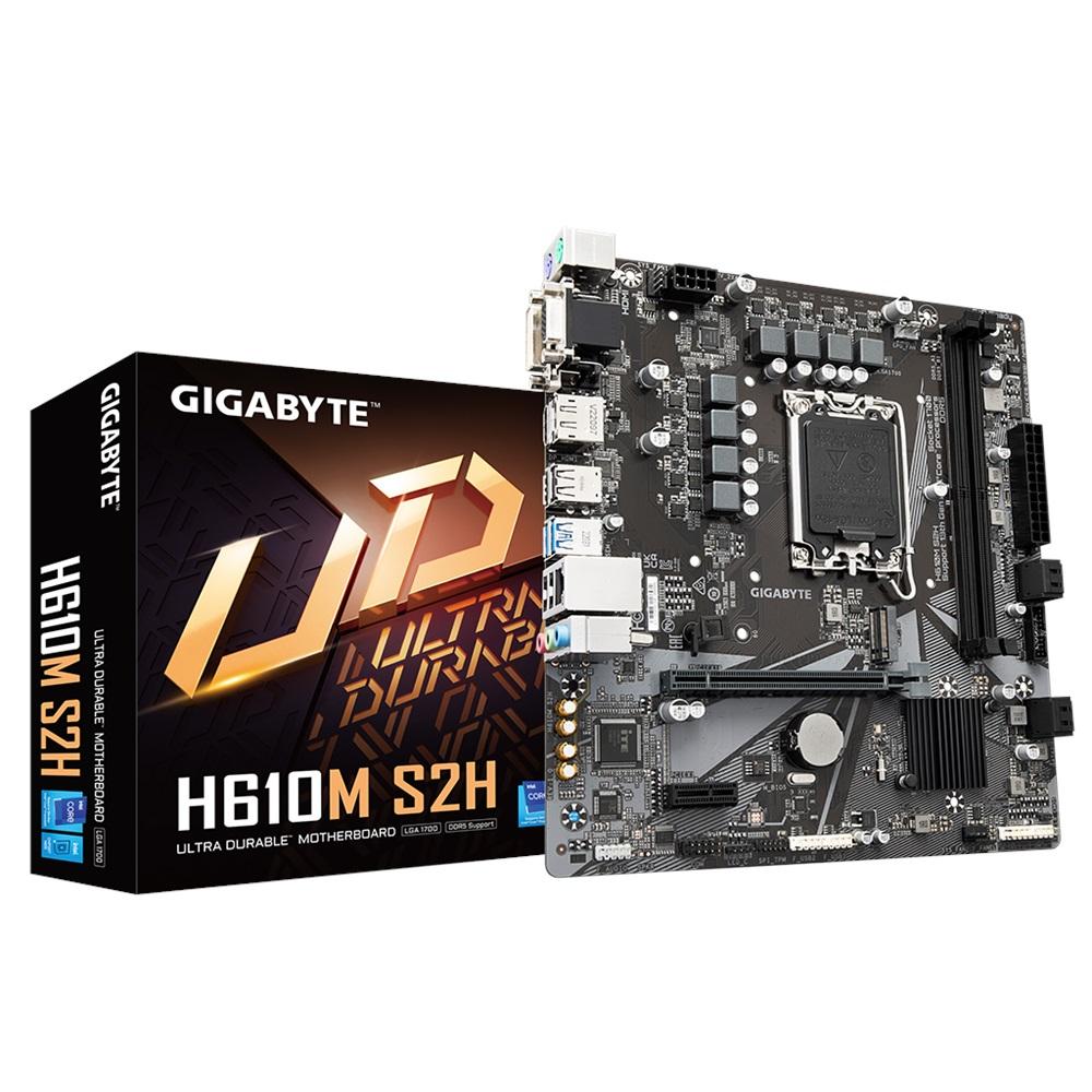 GIGABYTE H610M S2H rev.1.0, 5600MHz, 2xDDR5, M.2, D-SUB, DVI, HDMI, DP, 12-13-14.Nesil, LGA1700 Soket, Anakart