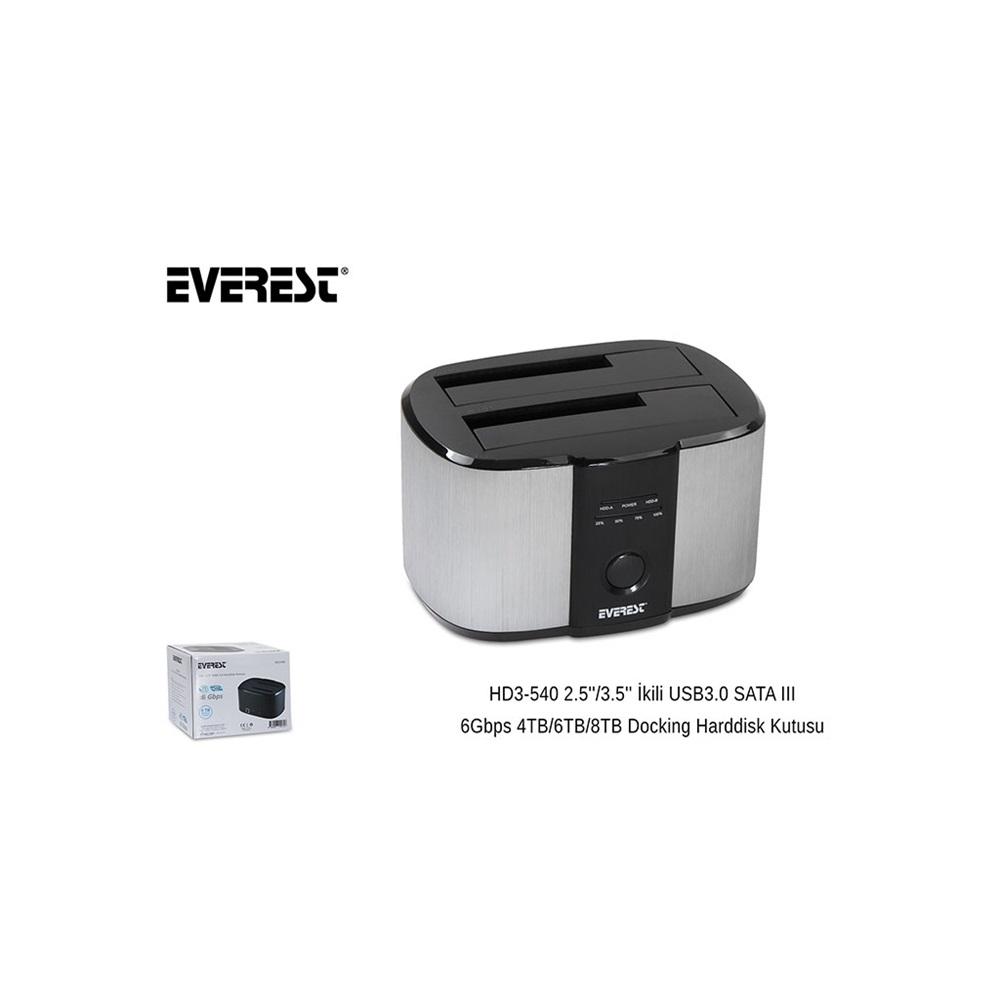 EVEREST HD3-540, 2.5" ve 3.5" Disk Uyumlu, USB 3.0, İki Disk Yuvalı, Dock Station