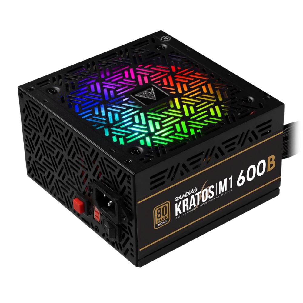 GAMDIAS KRATOS M1-600B, 600W, 80+ Bronze, Aktif PFC, RGB, GAMING, ATX, Power Supply (PSU)