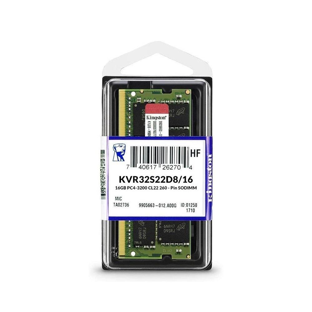 KINGSTON KVR32S22D8/16, 16Gb, 3200Mhz, DDR4, Sodimm Notebook RAM, 1,2V, CL22