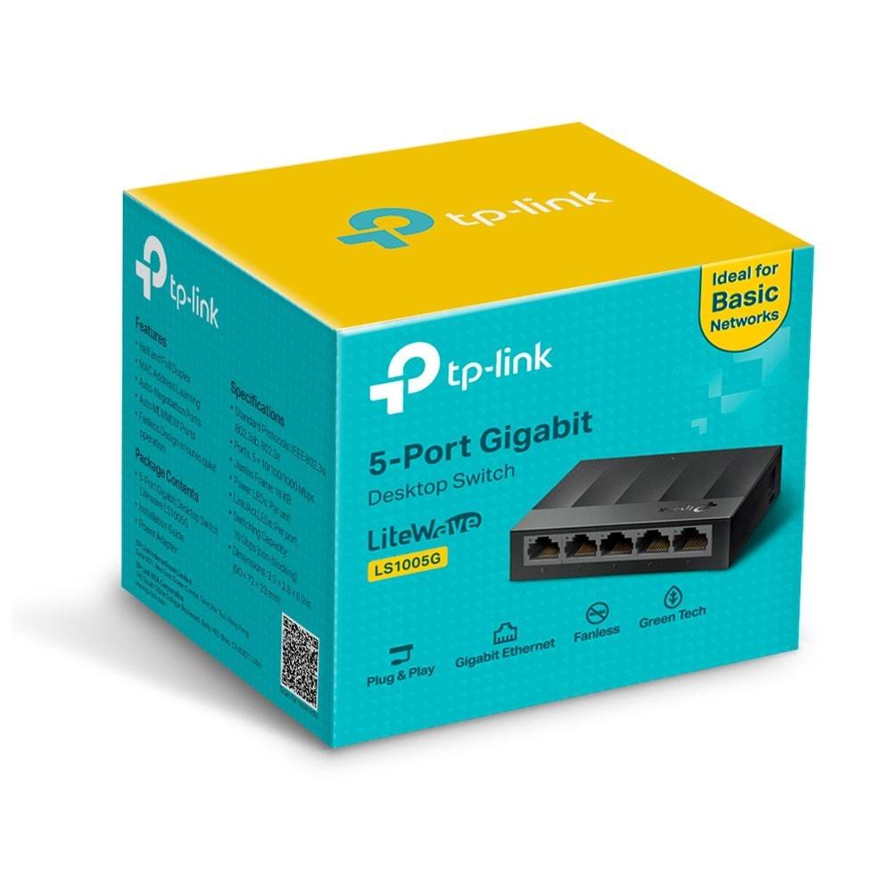 TP-LINK OMADA LS1005G, Green Tech, 5Port, GigaBit, Yönetilemez, Masaüstü Switch