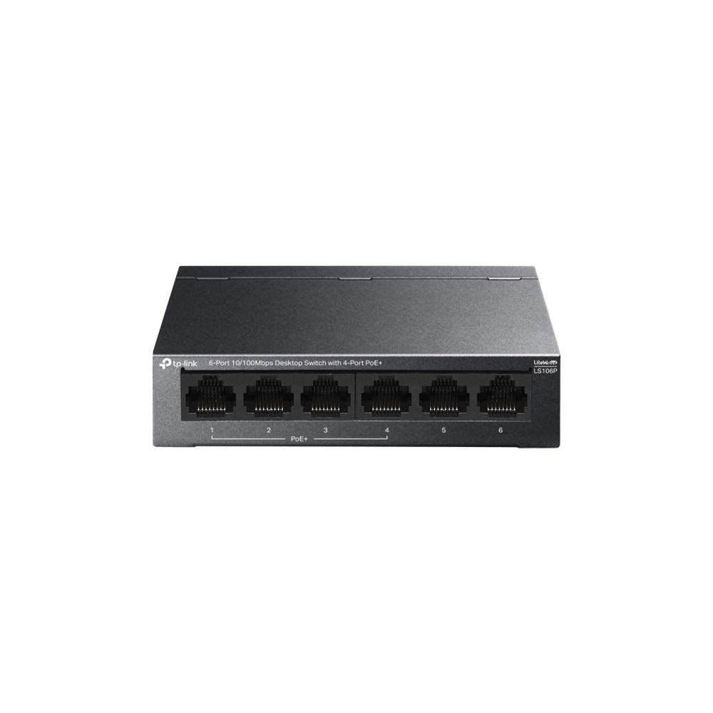 TP-LINK LS106P, Green Tech, 6 Port, MeggaBit, 4 Port PoE+ 65W, Metal Kasa, Yönetilemez, Masaüstü Switch