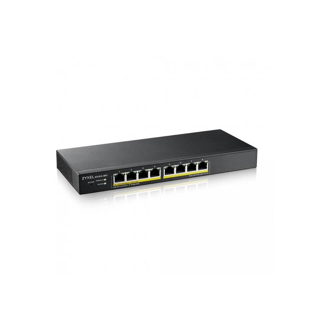 ZYXEL NEBULA STARTER Kit, 1x GS1915-8EP 8 Port Poe Yönetilebilir Fiber Switch, 2x NWA90AX DualBand, WiFi6, Poe Access Point