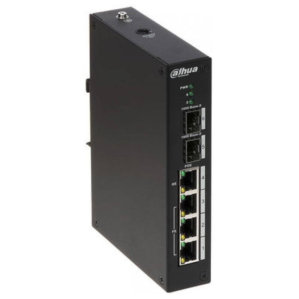 DAHUA PFS3206-4P-96, 4 Port, 3 Port Megabit PoE 30W, 1 Port Gigabit PoE 60W, 2 Port Gigabit SFP, Endüstriyel, Yönetilemez, Masaüstü Switch