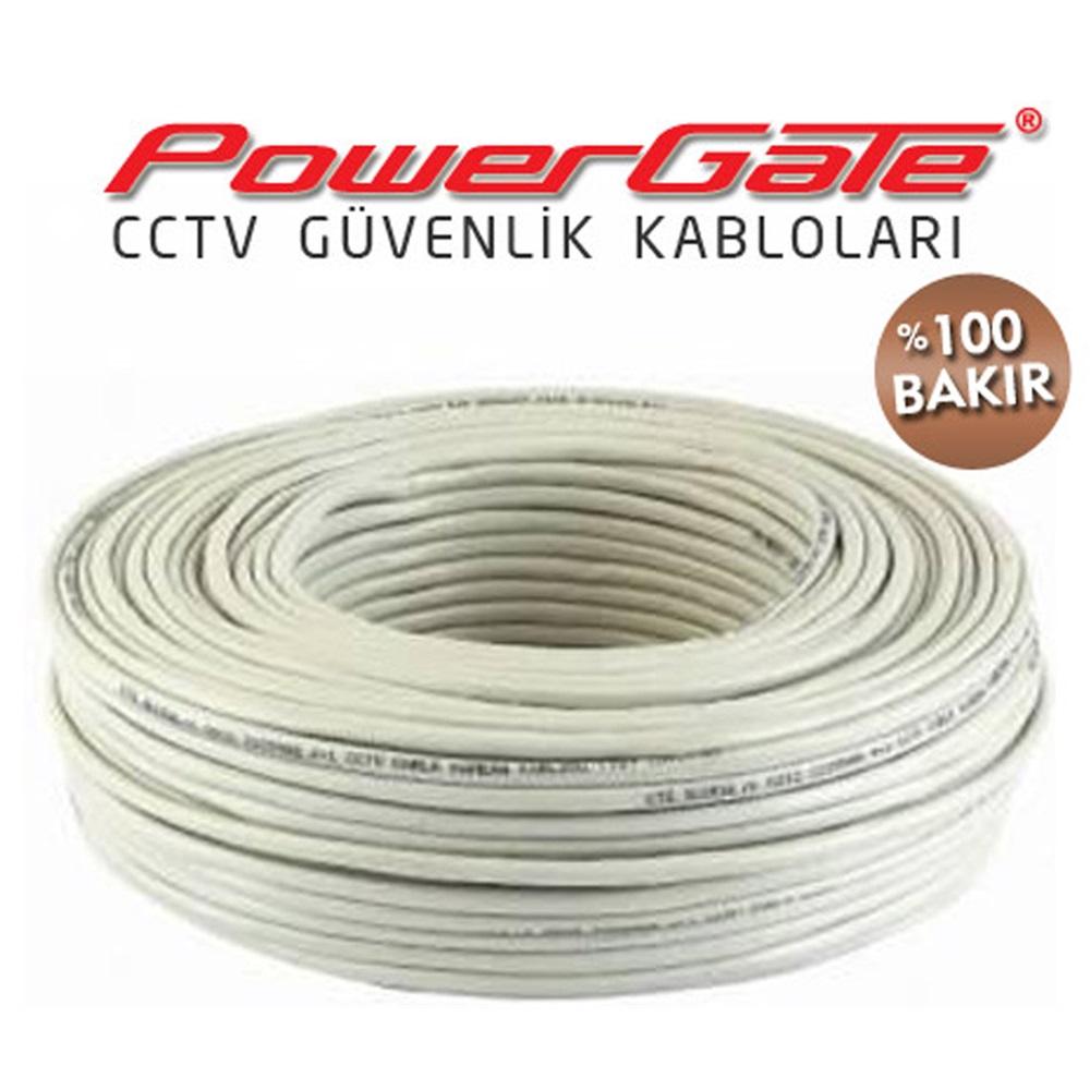 PowerGate VIA 100mt, 2+1 (2x0,22+0,22) %100 Bakır, CCTV Güvenlik Kablosu