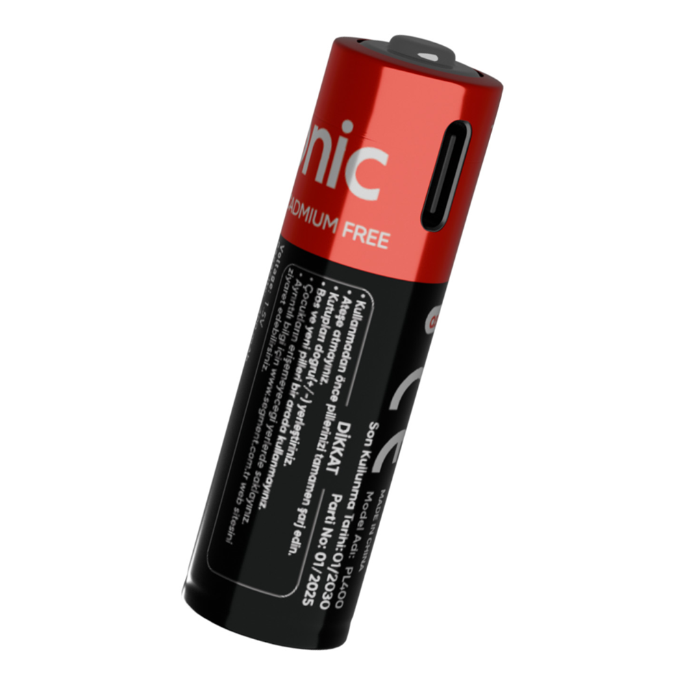 ASONIC PL400, AAA, Şarjlı Pil, 1.5Volt, 400mAh/750mwh, Type-C ile Kolay Şarj, 2 li Paket (USB To Type-C Kablo Hediye)