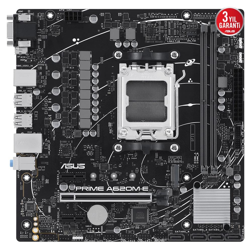 ASUS PRIME A620M-E-CSM, 2xDDR5, 1x M.2, D-SUB, DP, HDMI, AM5 Soket Anakart