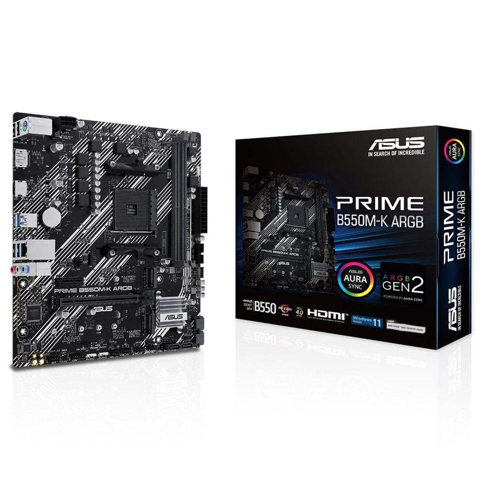 ASUS PRIME B550M-K ARGB, 2xDDR4, 2x M.2, DP, HDMI, AM4 Soket Anakart