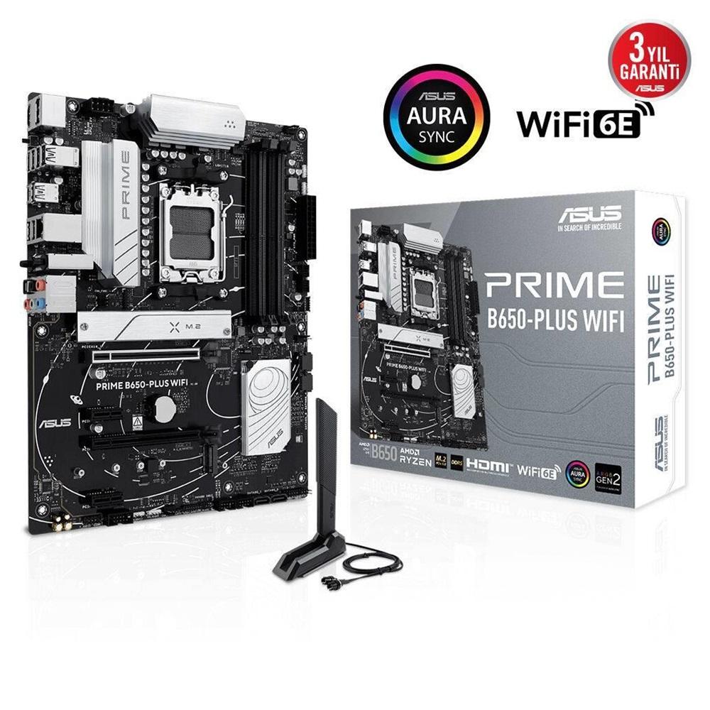 ASUS PRIME B650-PLUS WIFI, 4xDDR5, 2xM.2, HDMI, DP, Type-C, AM5 Soket GAMING Anakart