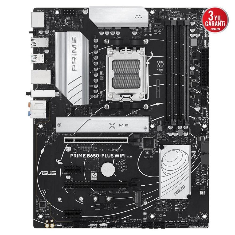 ASUS PRIME B650-PLUS WIFI, 4xDDR5, 2xM.2, HDMI, DP, Type-C, AM5 Soket GAMING Anakart