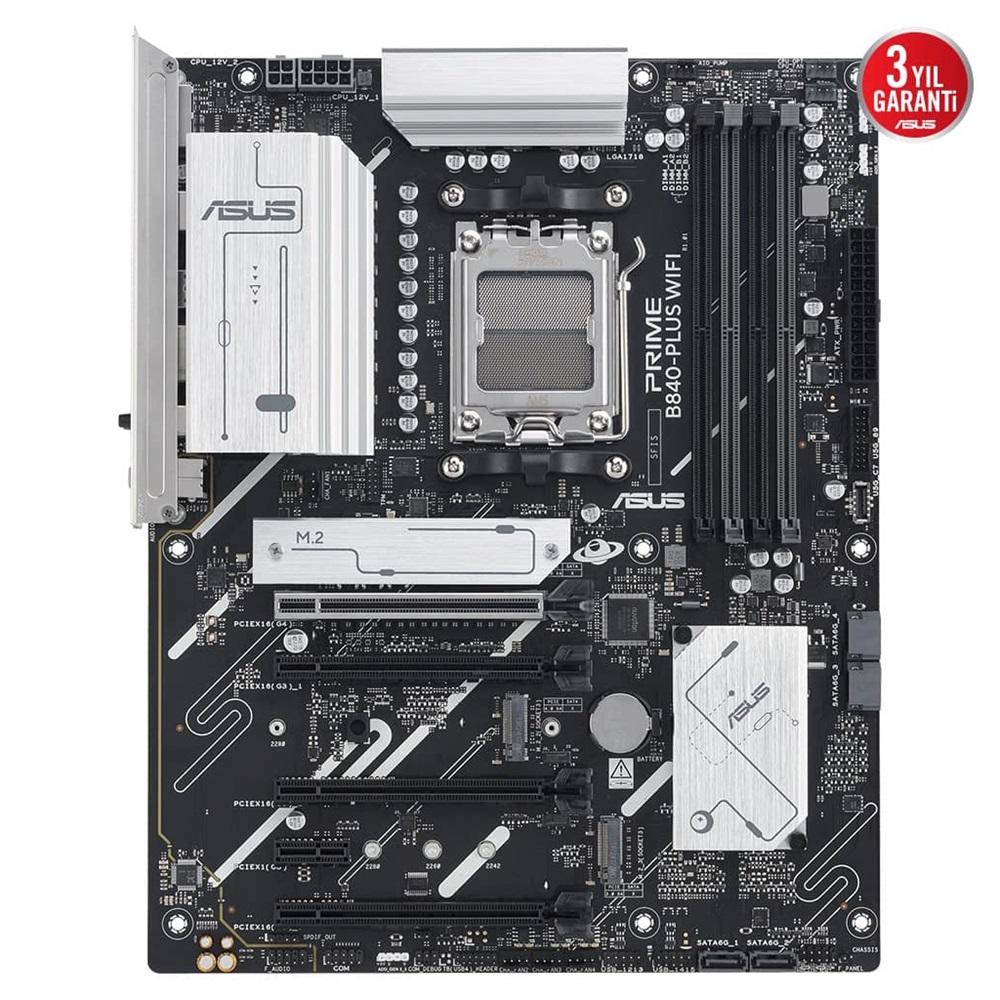 ASUS PRIME B840-PLUS WIFI, 4xDDR5, 3x M.2, HDMI, DP, Type-C, WI-FI 6E, Bluetooth 5.3, AM5 Soket GAMING Anakart