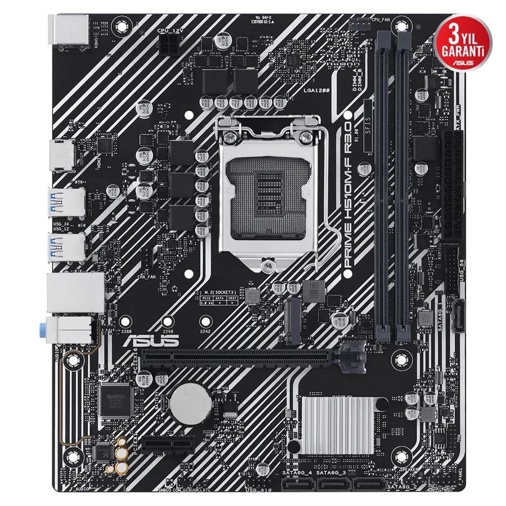 ASUS PRIME H510M-F R3.0, 2xDDR4, M.2, HDMI, 10-11.Nesil, LGA1200 Soket, Anakart