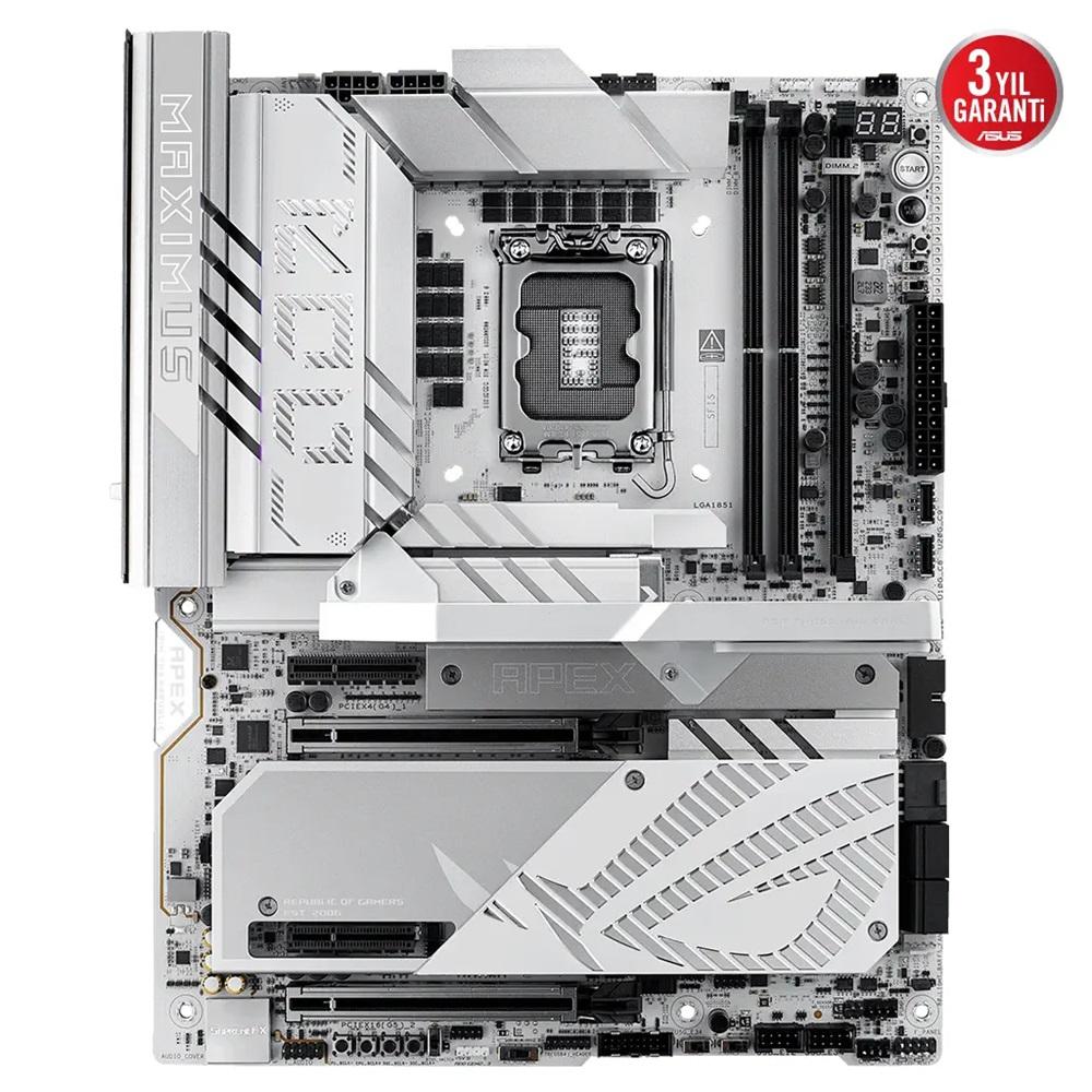 ASUS ROG MAXIMUS Z890 APEX, 9000MHz, 2xDDR5, 6x M.2, 2xThunderbolt, 4xType-C, Wi-Fi 7, Bluetooth 5.4, Intel Core Ultra CPU(Seri 2), LGA1851 Soket, Gaming Anakart