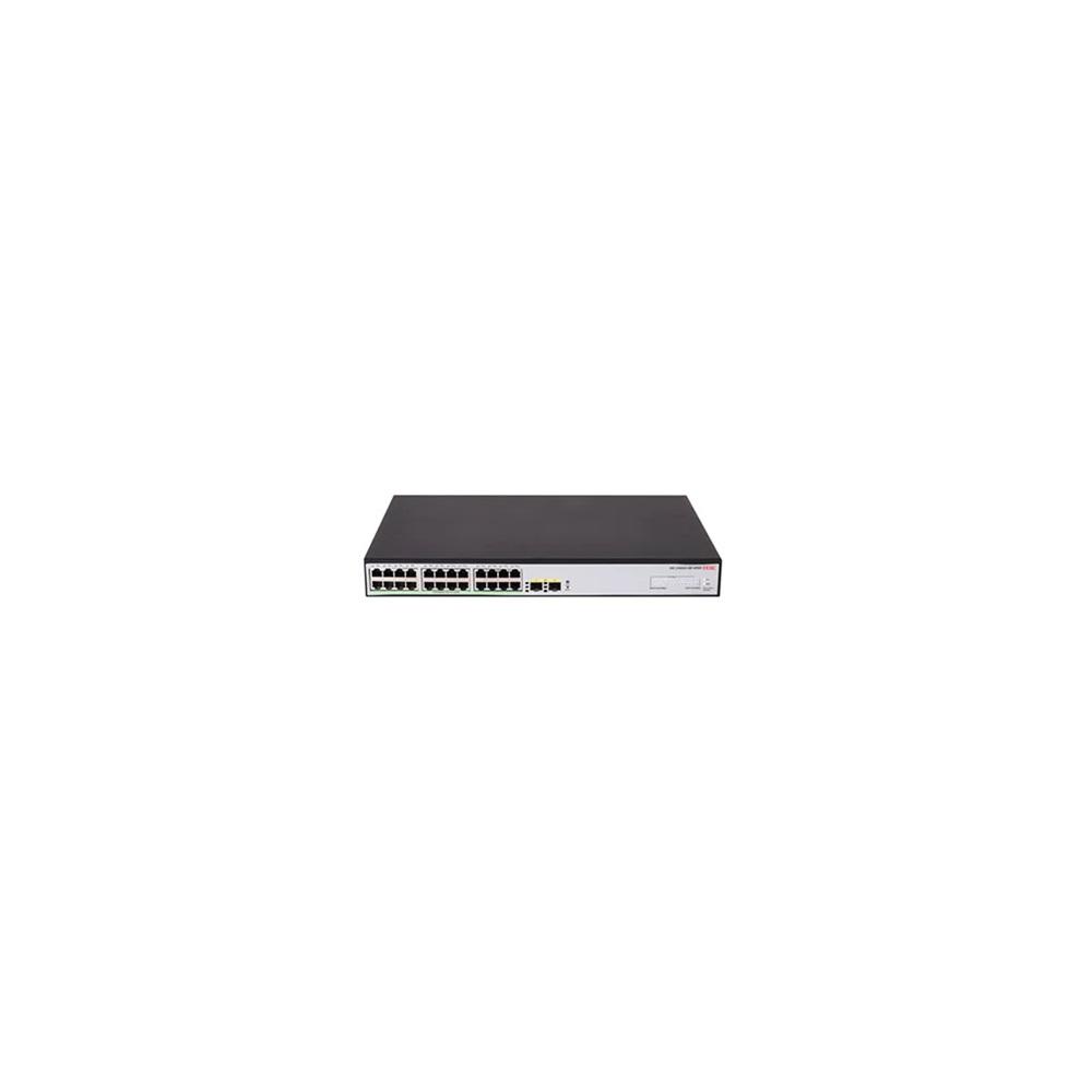 H3C S1600V2-26P-HPWR, 24 Port, GigaBit, PoE 370W, L2, 2 Port GigaBit SFP, Web Yönetilebilir, Masaüstü Switch