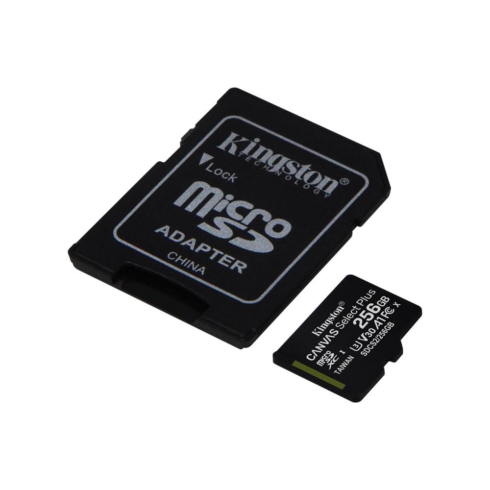 KINGSTON SDCS2/256GB, CANVAS, CL10, 100Mb/s, MicroSD Kart Bellek (SD Adaptörlü)