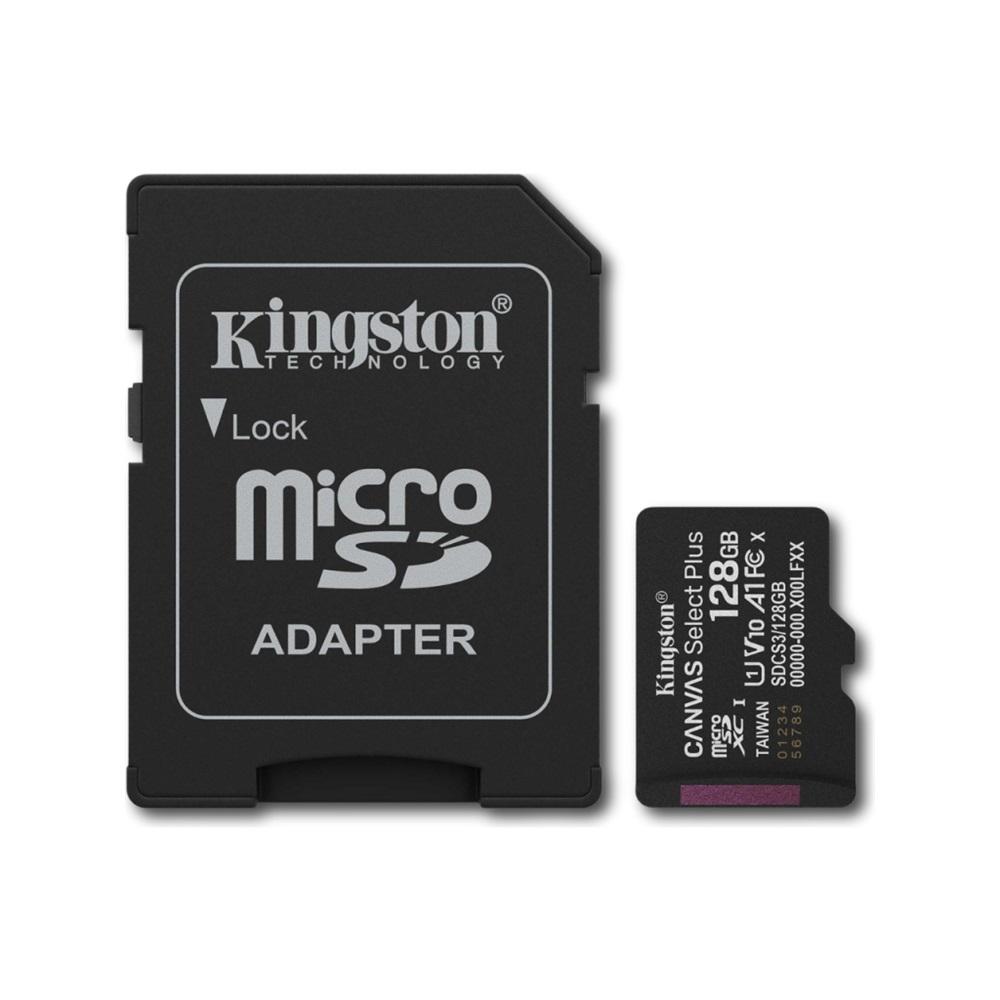 KINGSTON SDCS3/128GB, Canvas Select Plus Gen3 A1, 100Mb/s, MicroSD Kart Bellek (SD Adaptörlü)