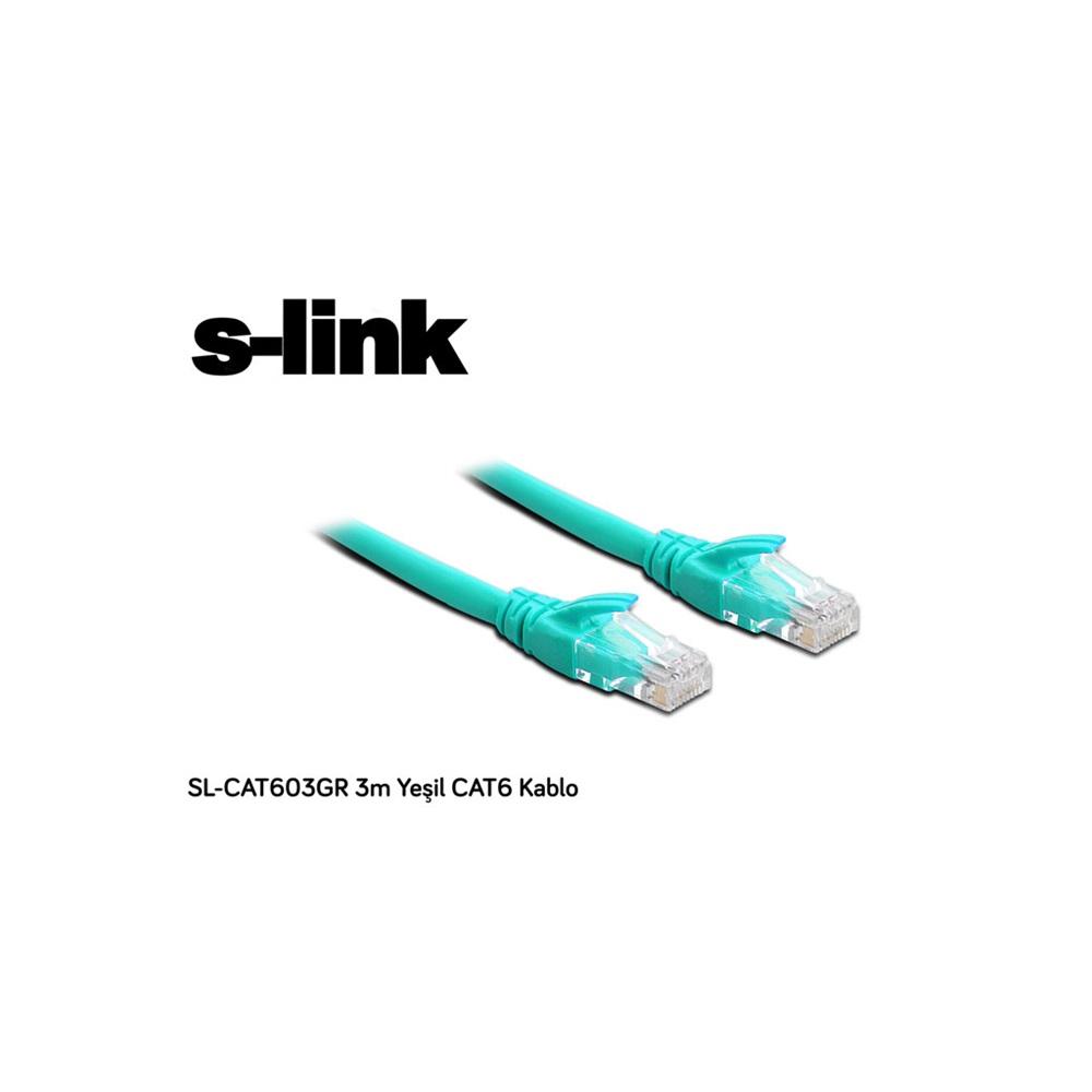 S-LINK SL-CAT603GR, CAT6, Patch, 3Mt, Kablo (Yeşil)