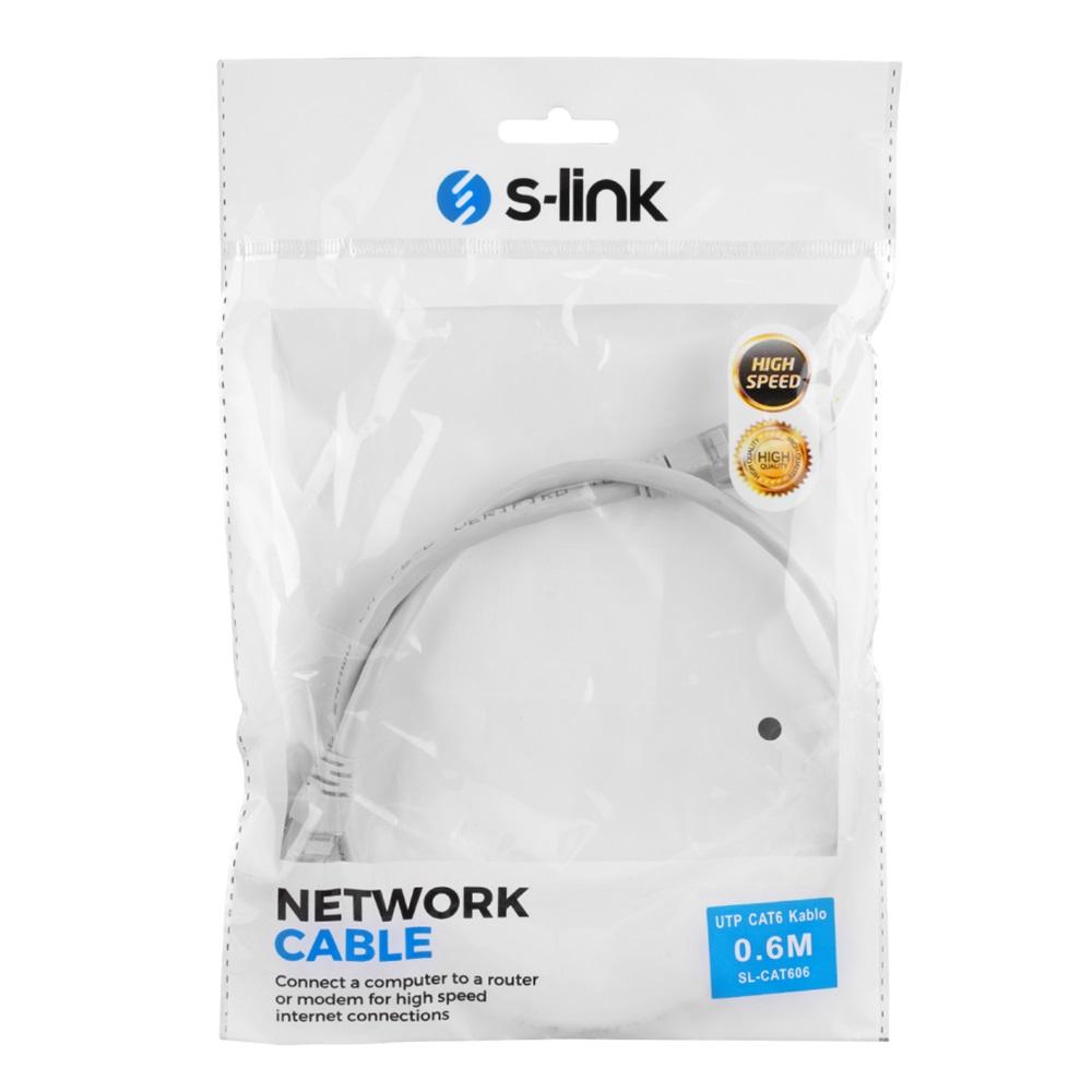 S-LINK SL-CAT606 CAT6 Patch 60CM Kablo (Gri)