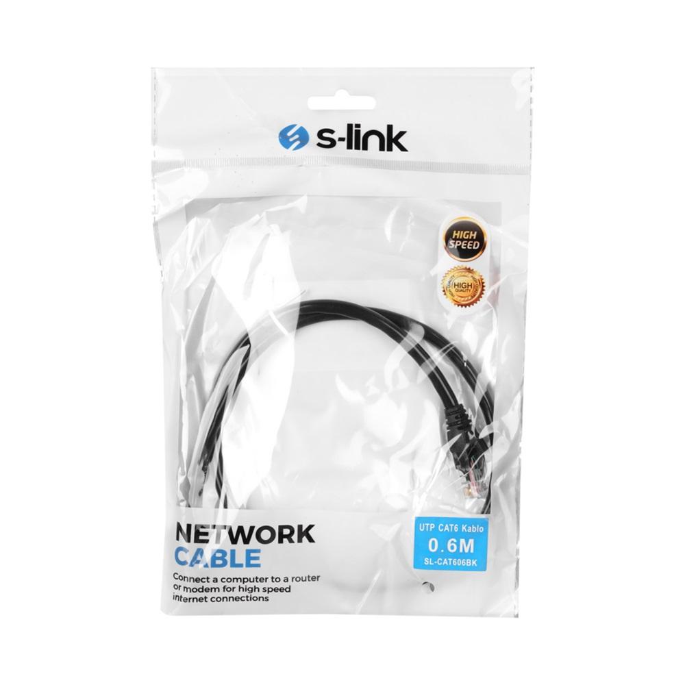 S-LINK SL-CAT606BK CAT6 Patch 60CM Kablo (Siyah)