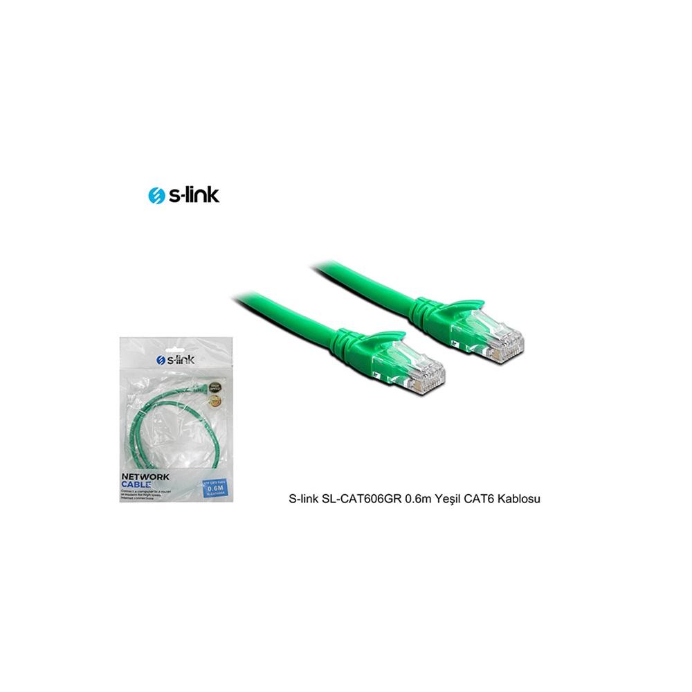 S-LINK SL-CAT606 CAT6 Patch 60CM Kablo (Yeşil) 