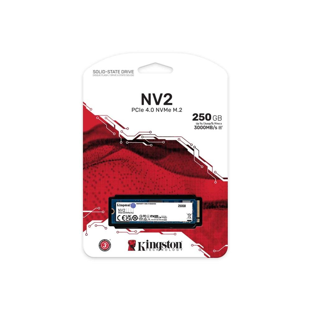 KINGSTON SNV2S/250G, NV2, 250Gb, 3000/1300, Gen4, NVME PCIe M.2 2280, SSD