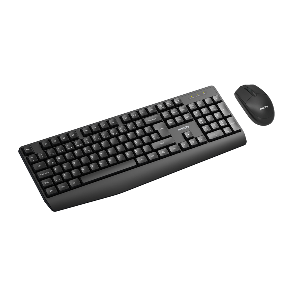 PHILIPS SPT6337B, Siyah, Türkçe Q, 2.4Ghz Kablosuz, Klavye Mouse Set