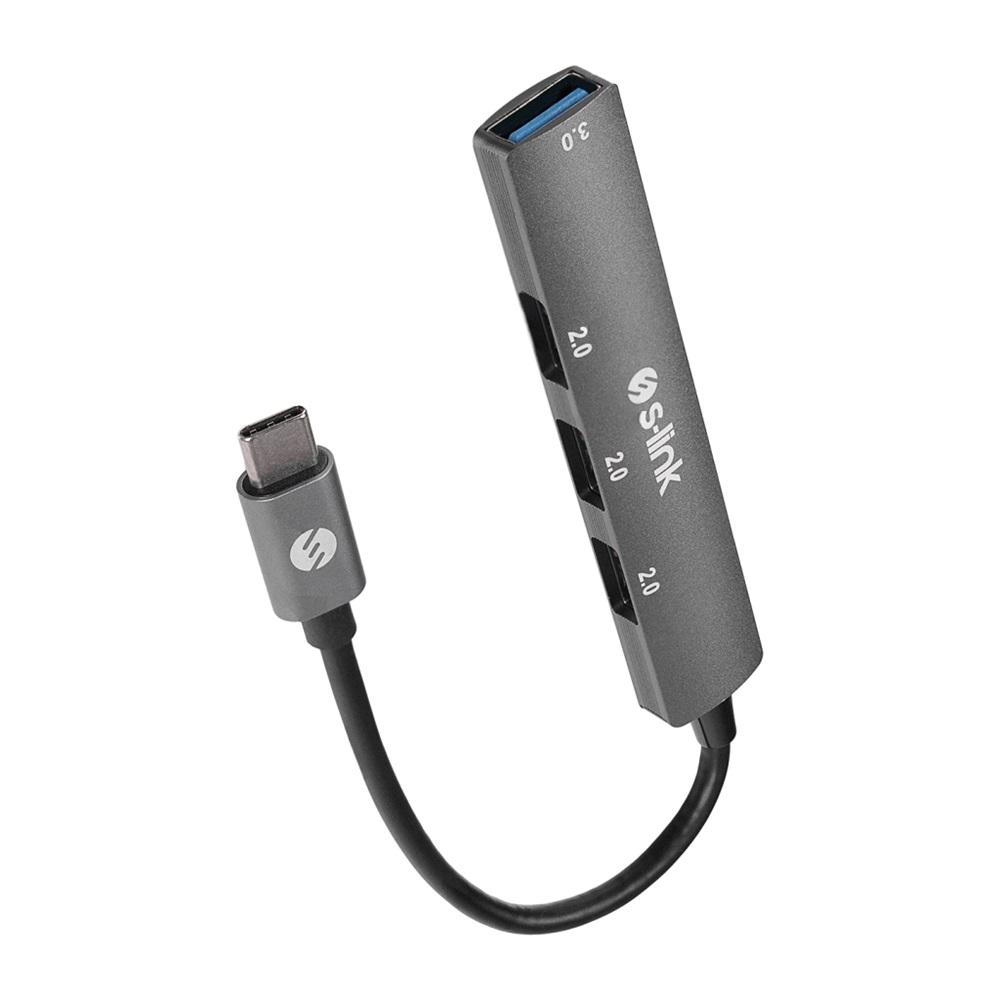 S-LINK SW-U324, Type-C to 3xUSB 2.0, 1xUSB3.0, Metal, USB HUB