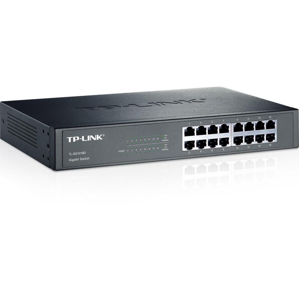 TP-LINK TL-SG1016D, 16 Port, GigaBit, Metal Kasa, Yönetilemez, Rackmount Switch