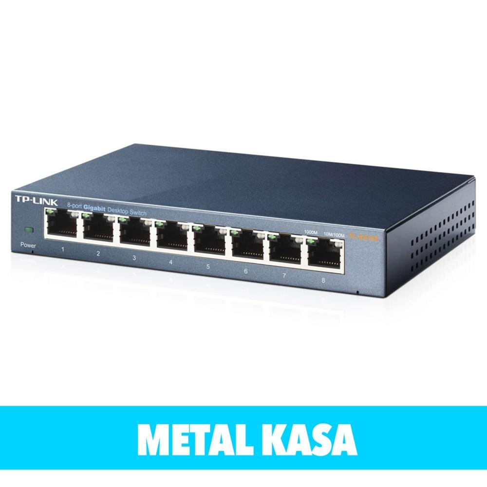 TP-LINK TL-SG108, 8 Port, GigaBit, Metal Kasa, Yönetilemez, Masaüstü Switch