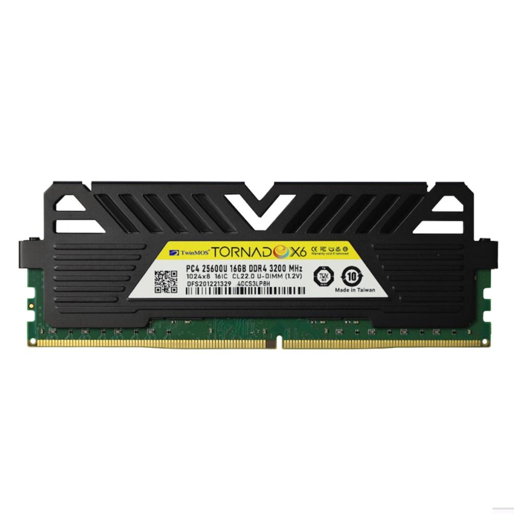 TwinMOS TMMDD416GB3200DKBX6, 16GB, DDR4, 3200MHz, 1.2V, TornadoX6, Desktop Ram (Soğutuculu)