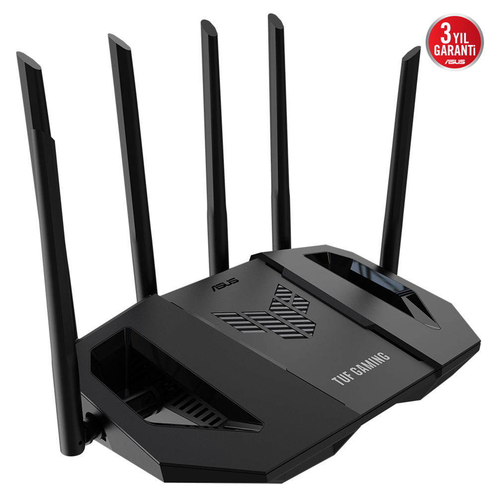 ASUS TUF-BE6500, BE6500, 3 Port, 6500Mbps, Dual Band, WİFİ 7, AiMesh, AiProtection Pro, GAMING Extendable Router